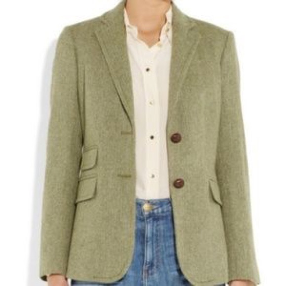 J. Crew Jackets & Blazers - J. Crew Green Herringbone Wool Hacking Jacket 6